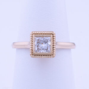 Solitaire 3/4 CT Lab-Grown Princess Cut Diamond Ring with Beaded Bezel