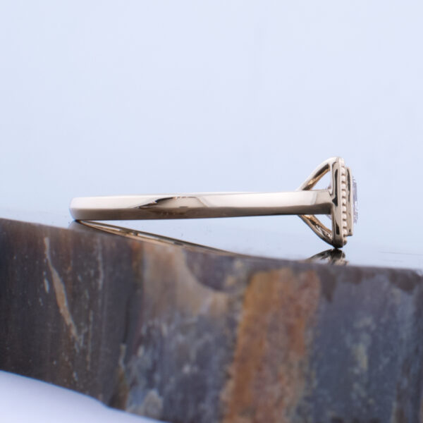 Solitaire 3/4 CT Lab-Grown Princess Cut Diamond Ring with Beaded Bezel - Image 7