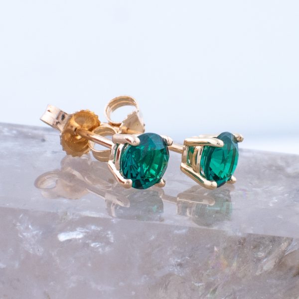 Lab-Grown Emerald Stud Earrings - Teneff Jewelry