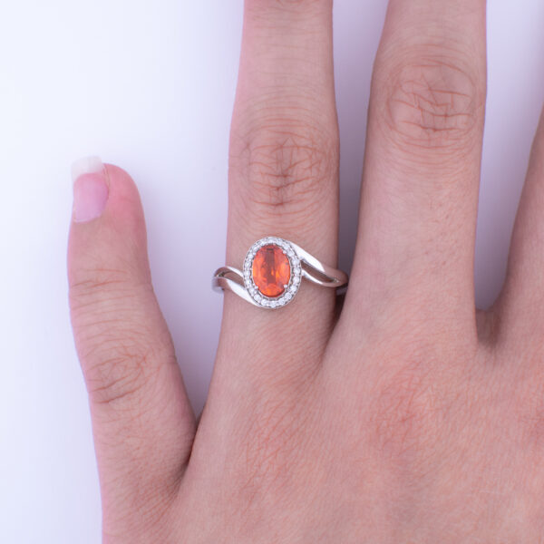 Oval Padparadscha Halo Ring - Image 10