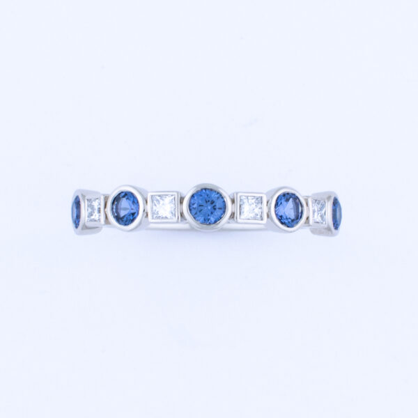 Elegant Lab Sapphire and Lab Diamond Bezel Ring - Image 2