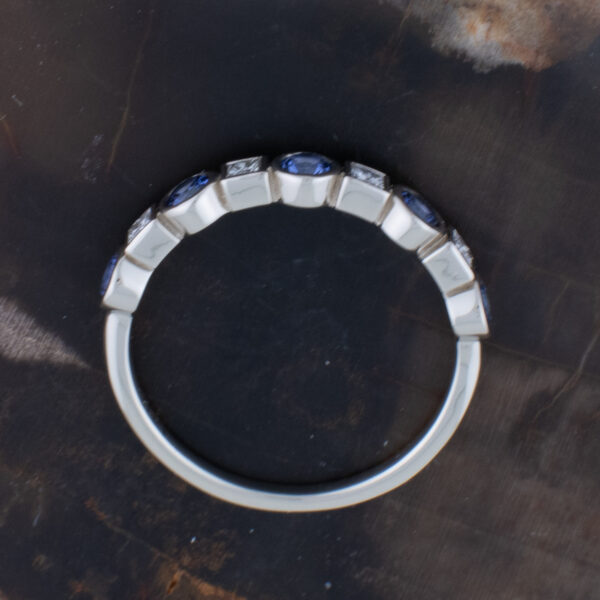 Elegant Lab Sapphire and Lab Diamond Bezel Ring - Image 5