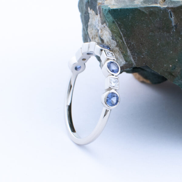 Elegant Lab Sapphire and Lab Diamond Bezel Ring - Image 8